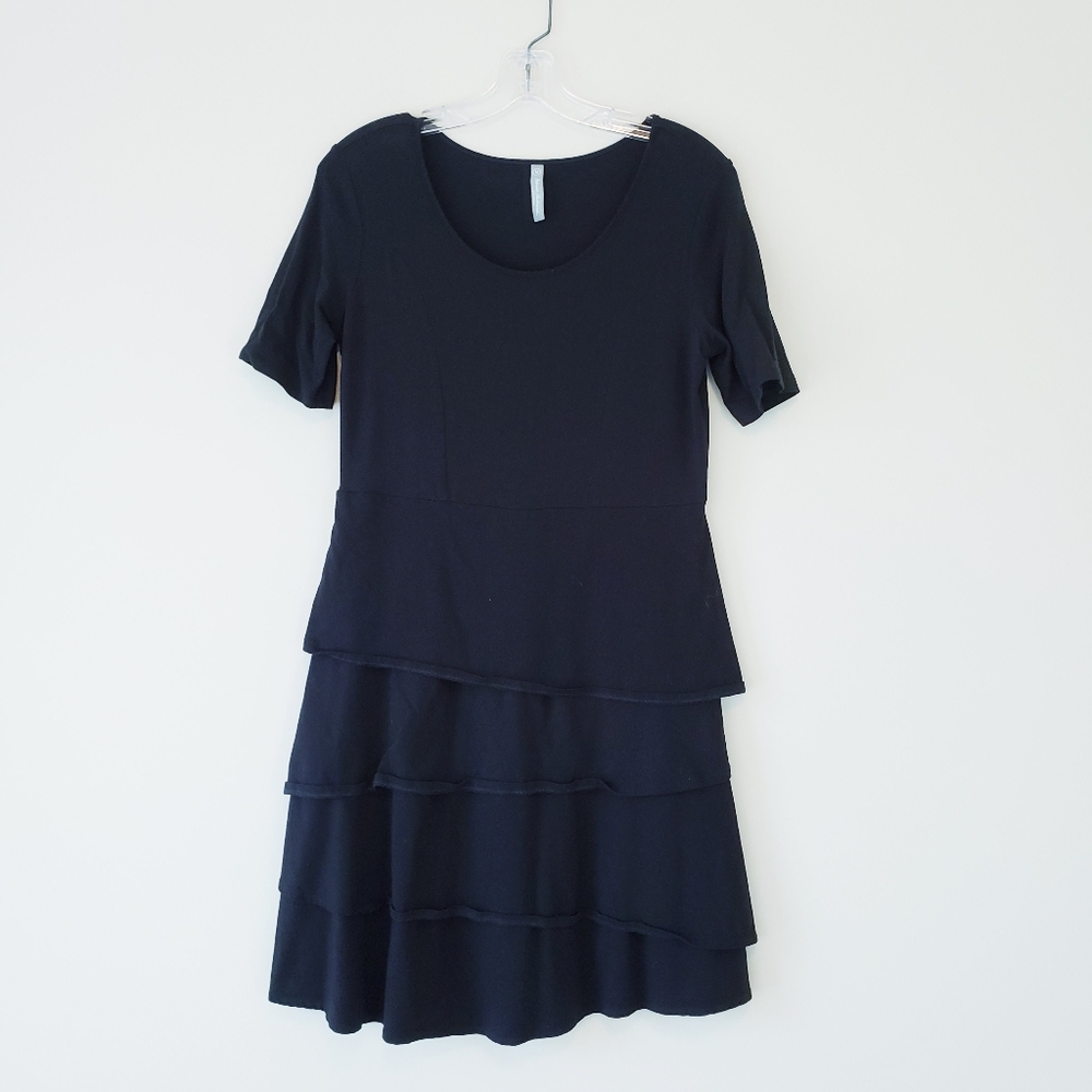 Hanna Andersson Dress Tiered Ruffle Flare T Shirt Dress Casual Size Medium